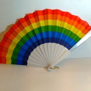 Foldable PRIDE rainbow handheld fan menopause hot flash fan